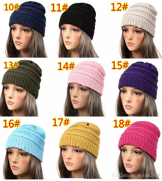 

18 color knitted hat trendy beanie women chunky kull cap winter cable knit headgear louchy crochet hat