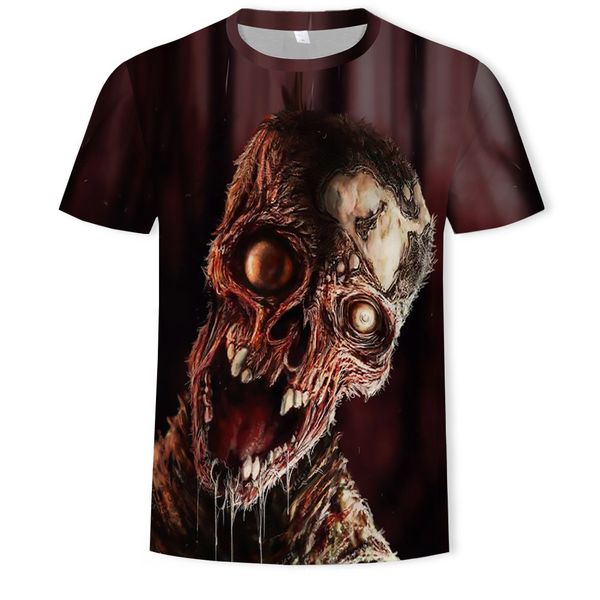 

mens designer zombie printing 3d round collar short sleeve t-shirt, White;black