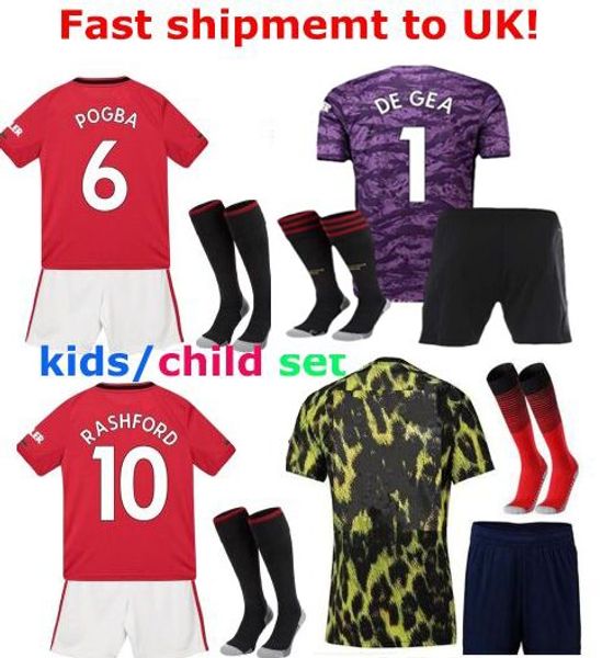 

Fa t hipment to uk kid football kit 2019 2020 pogba manche ter youth man child u goalkeeper de gea occer jer ey united utd uniform