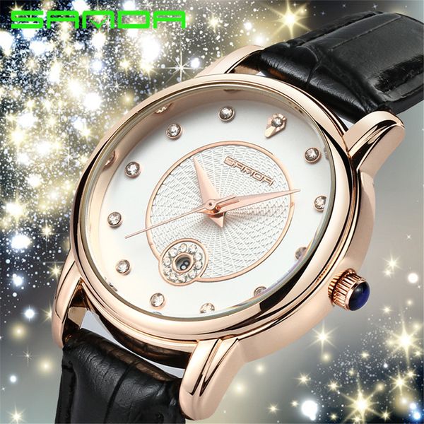 

ladies watch ribbon calendar fashionable waterproof leather belt diamond relogios femininos montre femme marque de luxe 2019, Slivery;brown