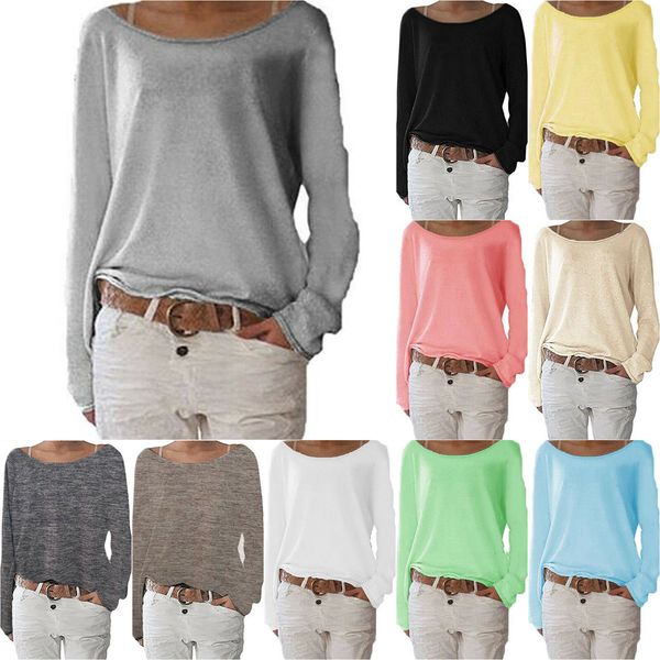 

10 colour s-3xl women long sleeve pullover casual blouse loose baggy jumper shirt sweatshirt 55855745766318, White