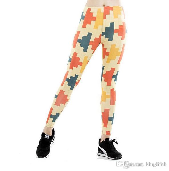 

women yoga trousers pants digital printing stitching plaid square lattice tights female high waist dance active leggings skinny silm fitness, Black;white