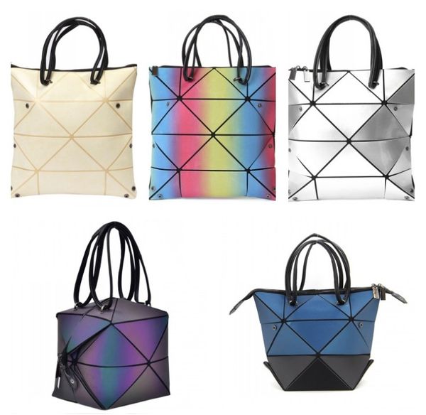

brand female designer luminous deformation folding diamond handbag geometric rhombic fashion shoulder bag for women