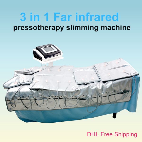 3 IN 1 Pressotherapy ekipman infrared ısıtmalı battaniye elektrikli kas uyarıcısı vücut detoks kilo kaybı spa kullanımı zayıflama makinesi