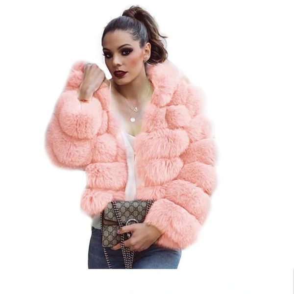 

fashion new jacket faux fur coat with hats women's fur coat warm long sleeved autumn winter thicken cardigans outerwears, Black