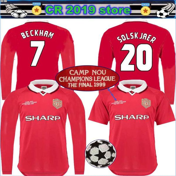

1999 2000 manche ter retro united occer jer ey red uefa final beckham 1998 99 00 gigg football hirt retro ver ion long leeve jer ey, Black;yellow