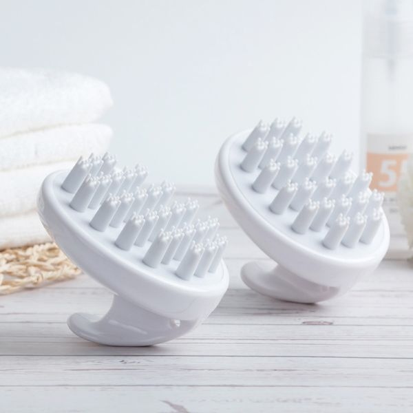 

amsic 1pc comfortable silicone shampoo scalp massage brush hair washing comb body spa slimming massage brush personel health, Silver
