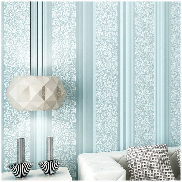 

self-adhesive european 3d three-dimensional vertical stripes thick non-woven wallpaper warm bedroom living room tv back wall