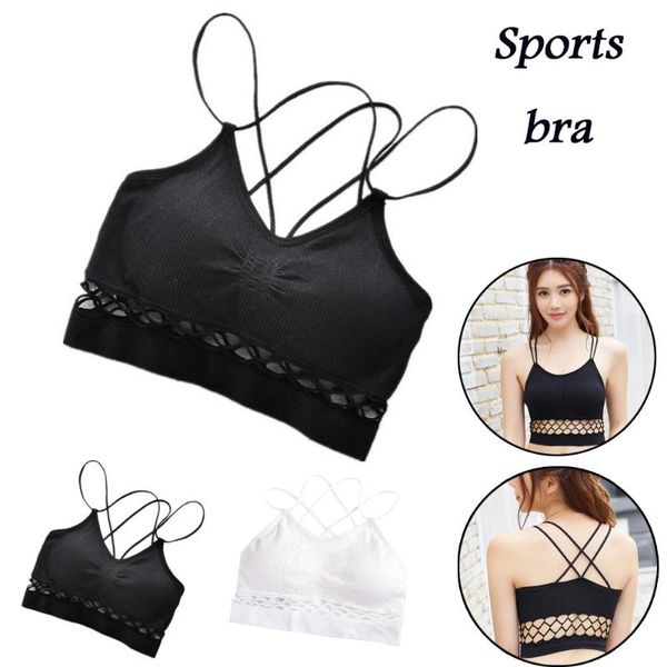 

женщины sexy спорт фитнес йога bra top vest дышащий грудь pad ношение спорт нижнее белье brassiere спорт femme # 20, White;black