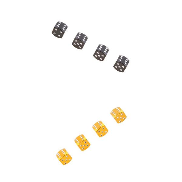 

8pcs dice shape tyre valve covers caps stems for car bike truck gold+black