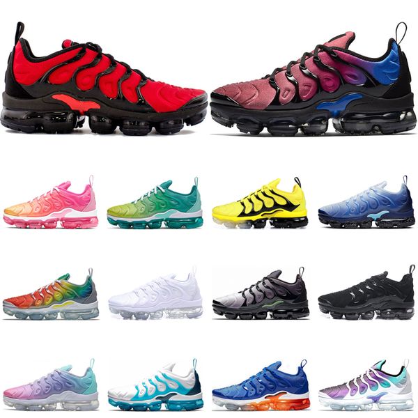

size 36-47 tn plus running shoes for men women triple black white bred psychic pink aurora green lemon lime mens trainers sports sneakers