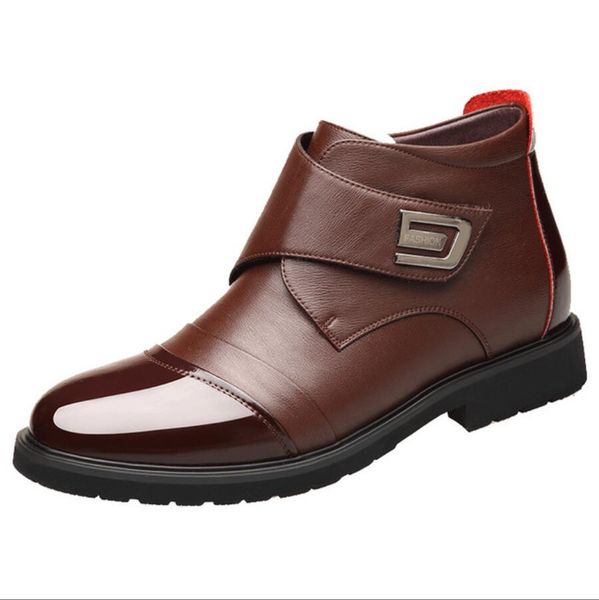 

2023 new genuine leather autumn winter men snow boots vintage style boots men shoes snow casual fashion warm hombre erkek bot, Black