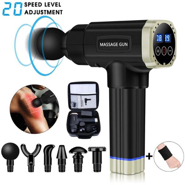 

lcd display massage gun deep muscle massager deep tissue massager therapy gun body exercising relief shaping massage