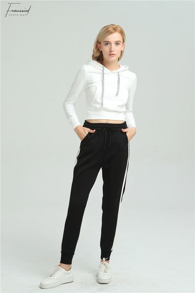 

womens pants women trousers pants women side striped sweatpants spring loose harem trousers black with white female casual wear p8095, Black;white