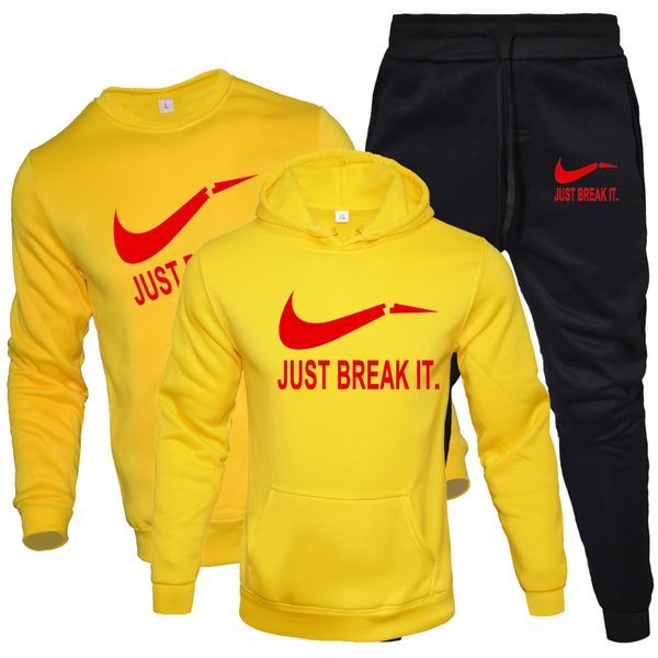 

2020 brand tracksuit fashion hoodies for men sportswear three-piece sets of thick hooded wool + pants +t-shirt sports suit, Gray