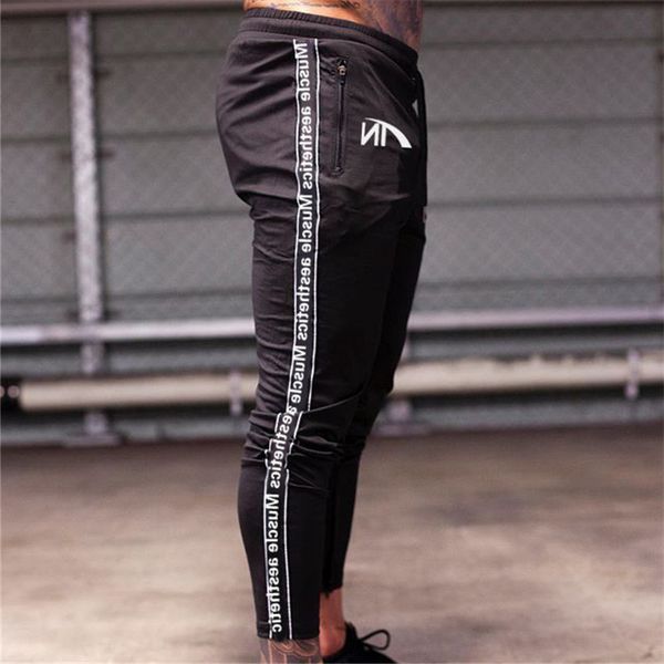 

2019autumn new men's sweatpants man slim gyms fitness joggers workout trousers male running cotton sports pants men, Black;blue