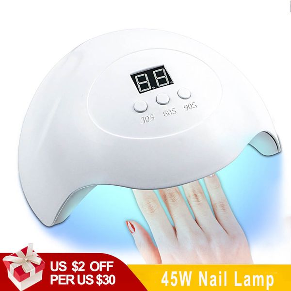 

45w nail uv lamp for manicure led nail dryer drying polish ice lamp sun light with 15 pcs leds auto sensor art tools