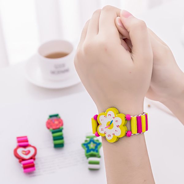 

children fashion watches cartoon boys girls wooden watch cute student handwear clock stationery presents crafts toys 1