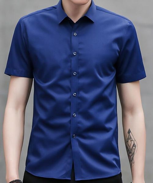 

Новый дизайн, мужская рубашка с коротким рукавом бизнес, случайные тонкий, сплошн