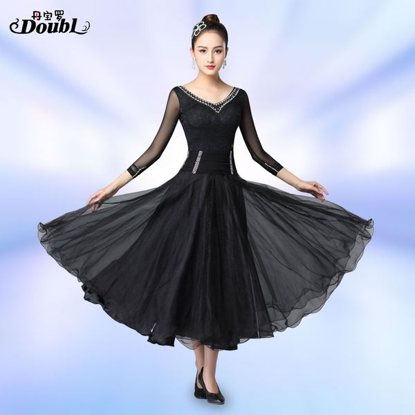 

doubl brand new modern long sleeve dress national standard dance competition tango practice social summer, Black;red