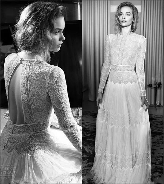 

2019 new classical lace backless wedding dresses custom made a line long bridal gowns popular lihi hod new design 1920s wedding dress, White