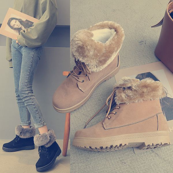 

fashion flush snow boots for women ankle boots, Black
