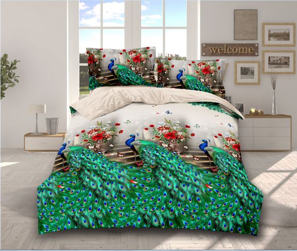 

wensd new peacock bed linen set bedclothes bed sheet quilte set bedding beautiful pillowcase flat cover king size