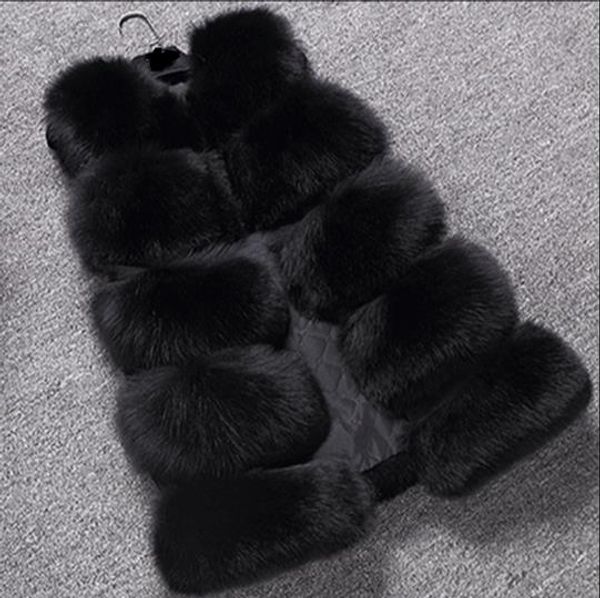

mink 2019 winter women's faux fur coat artificial fur vest furry vests femme jackets plus size mink fake gilet z319, Black