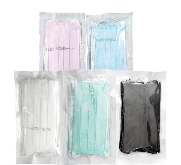 

disposable famask layers black/white/pink 3 ply mouth er masks earloop face mask white non woven fabric 24h ship in stock