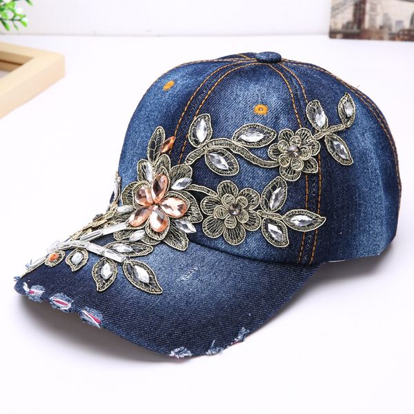 

denim baseball cap set diamond hat couple's cap outdoor sports hat shopping, Blue;gray