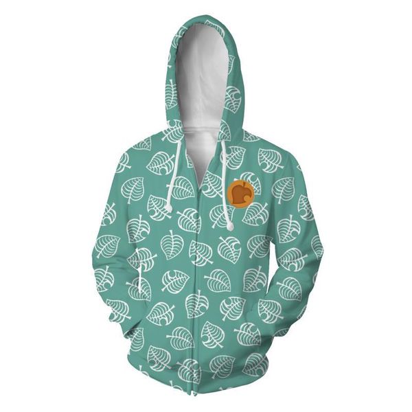 

men's hoodies & sweatshirts animal crossing horizons happy home designer 3d hoodie cosplay tom nook leaf thin sweatshirt coat harajuku, Black
