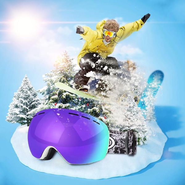 

ski glasses double anti-fog spherical double ski goggles true purple + white frame + black and white stripes 30s26