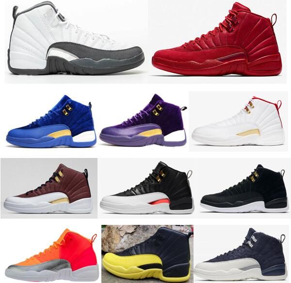 

New Dark Gray 12 XII Мужские ботинки баскетбола High Cut фиолетовый Wool замша кроссовки 12s Трен