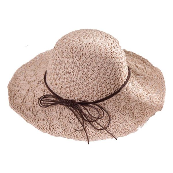 

bowknot decor outdoor seaside daily sun proof wide brim adjustable braid uv protection summer beach travel women straw hat, Blue;gray