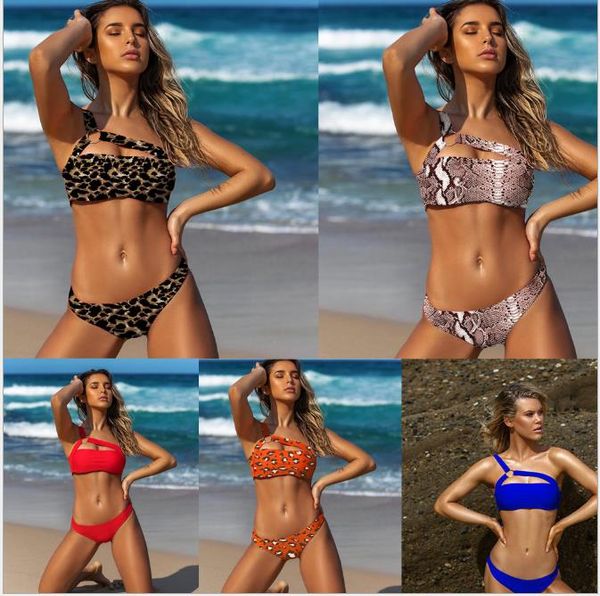 

new pure leopard strip steel ring bikini in europe and america in 2019