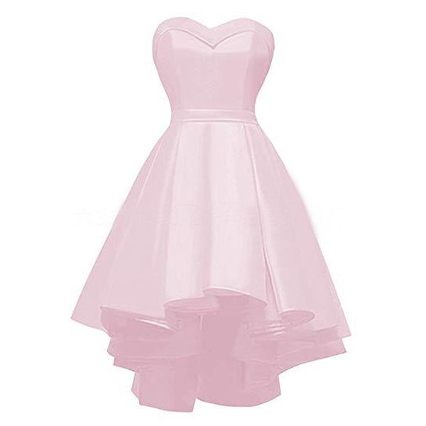 

элегантная атласная розовый невесты платья до 100 a-line милая дешевые горничной честь платья с драпированные юбка высокая низкая пром плать, White;pink