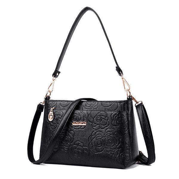 

double zipper design women messenger bag fashion floral printing leather women shoulder bag modern handbag bolso 2019