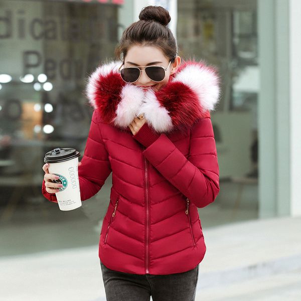 

gzgog 2019 new winter jacket women thick warm short jacket -15 degrees snow coat hat fur collar detachable gloves parkas, Tan;black