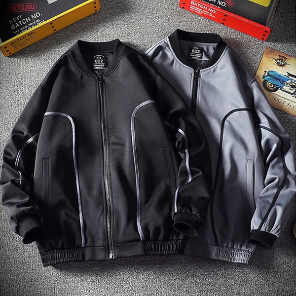

feitong streetwear jacket men retro color stitching full zip windbreaker jacket spring autumn fashion casual hip hop coat 2019, Black;brown