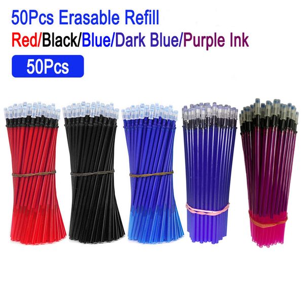 

delvtch 50pcs/set 0.5mm gel pen erasable refill rod magic erasable pen refill replacement ink stationery writing tools