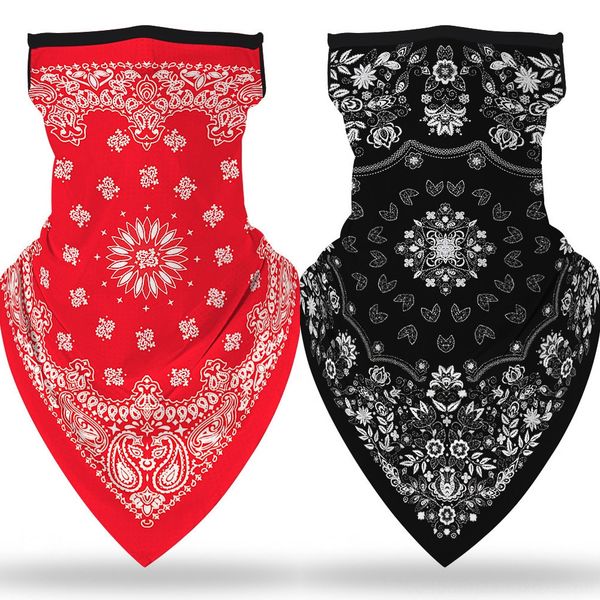 

j3wod new ice silk sunscreen hood scarf breathable riding outdoor triangle scarf summer sunscreen face neck riding mask, Black
