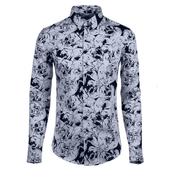 

allover printed luxury men shirt 100% cotton fashion white black print mens dress shirt party mens shirts casual slim fit