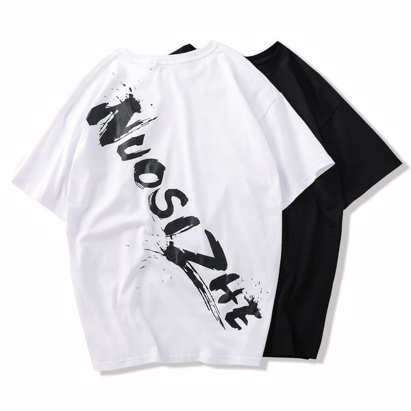 

e-baihui 2021 t shirts summer men original cotton o-neck hip hop short sleeve casual punk rock tees men streetwear s9008, White;black
