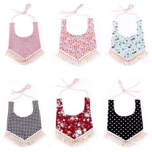 

ins baby bibs tassel newborn triangle towels cotton infant saliva towel lace baby burp cloths baby feeding cloth floral 6 designs dhw2963