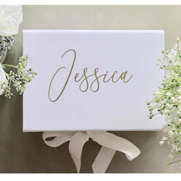 

personalised white / pink a5 box bridesmaid proposal gift box bridesmaid thank you cutom presentation flower girl gift