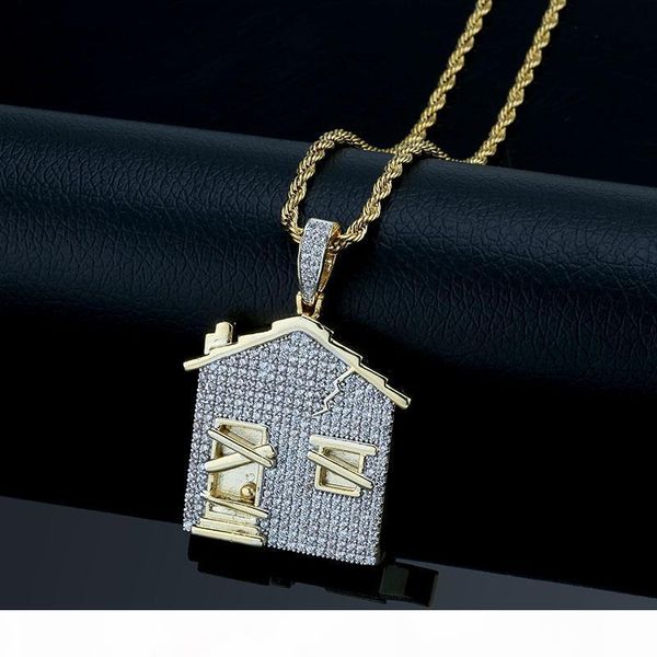 

house pendant hip-hop necklace jewelry micro zircons personality explosion in europe and america, Silver