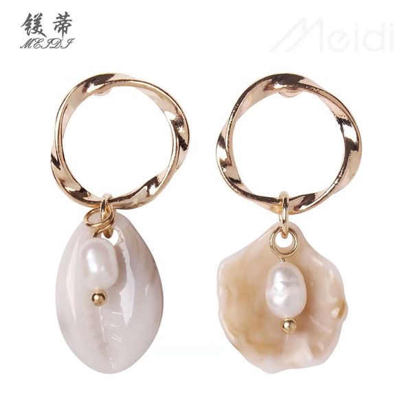 

shell pearl dangle earrings for women s925 silver needles holiday style chandelier earrings birthday gift for gf 2 colors golden silver