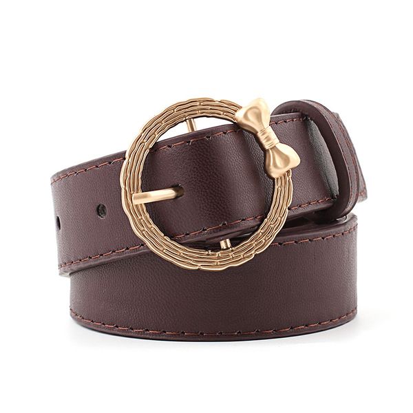 

four seasons new personality fashion ladies bowknot belt belt round buckle student retro wild dress jeans, Black;brown