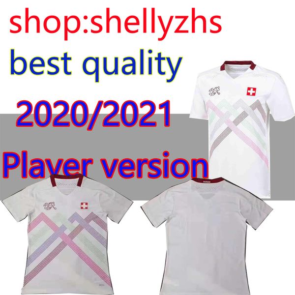 

player version 20 21 switzerland soccer jersey 2020 european cup akanji soccer shirt mens zakaria white football unifom, Black