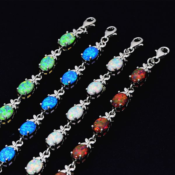 

wholesale & retail fashion blue/white/green/orange/pink fire opal bracelet 925 sterling sliver jewelry for women bnt17122902, Golden;silver